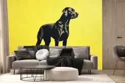 Fototapeta:  ilustracja czarny pies grafika zwierzę na żółtym tle