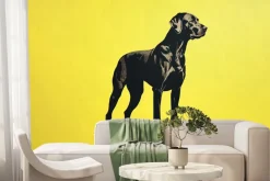 Fototapeta:  ilustracja czarny pies grafika zwierzę na żółtym tle