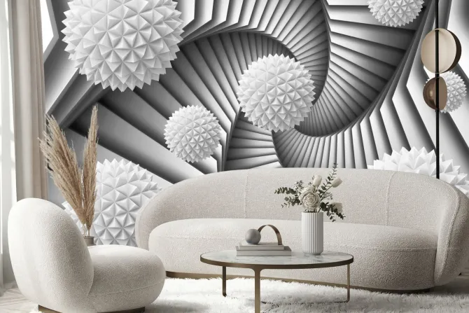 Fototapeta: Ilustracja 3d spirali z kulkami