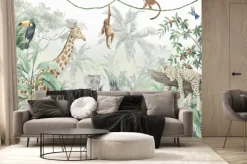 Fototapeta: Ilustracja dzikich zwierząt w gęstej dżungli