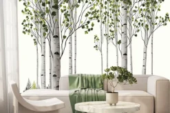 Fototapeta: Ilustracja letniego brzozowego lasu