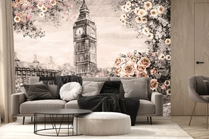 Fototapeta: Ilustracja londynu w sepii w stylu retro