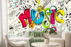 Fototapeta: Ilustracja tła muzycznego w doodle stylu