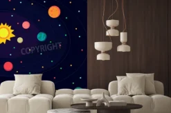 Fototapeta: Ilustracja w stylu płaskiej o przestrzeni kosmicznej.