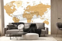 Fototapeta: Ilustracja wektorowa mapa świata politycznego rocznika.