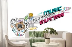 Fototapeta: Ilustracji muzycznej doddle w kształcie gitary