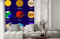 Fototapeta: Ilustracji wektorowych z gwiazd i planet układu słonecznego