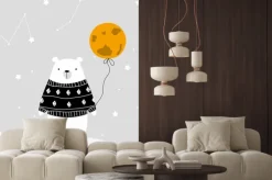 Fototapeta: Ilustrowany niedźwiedź w sweterku z księżycem
