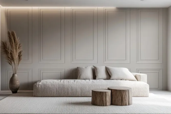 Fototapeta: Imitacja boazerii w białych kolorach