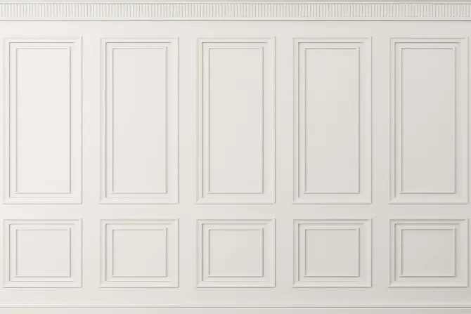 Fototapeta: Imitacja boazerii w białych kolorach