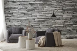 Fototapeta: Imitacja ściany z szarego kamienia