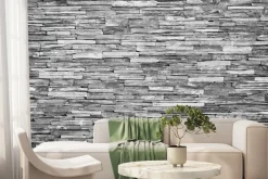 Fototapeta: Imitacja ściany z szarego kamienia