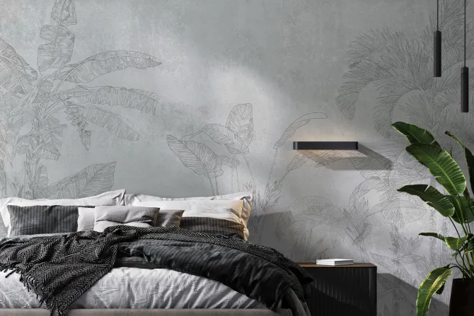 Fototapeta: Imitacja dżungli na szarym betonie