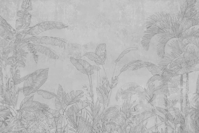 Fototapeta: Imitacja dżungli na szarym betonie