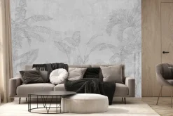 Fototapeta: Imitacja dżungli na szarym betonie