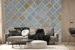 Fototapeta: Imitacja geometrycznych niebieskich płytek