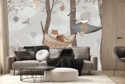 Fototapeta: Imitacja lasu ze słoniem i roślinnością