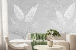 Fototapeta: Imitacja liści na szarym betonie