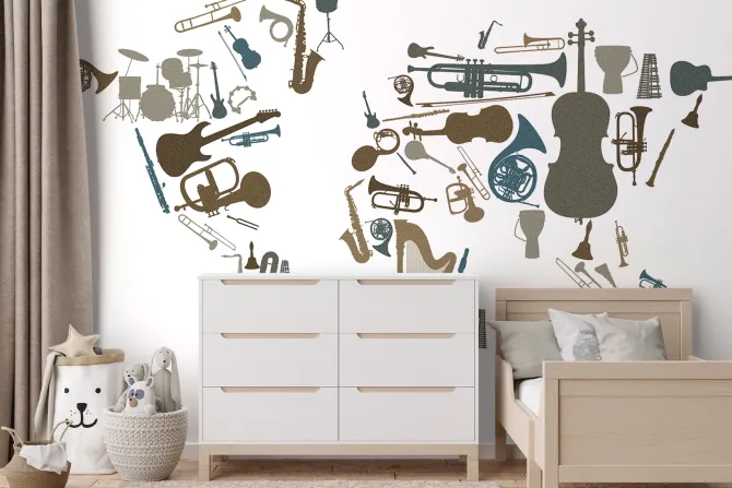 Fototapeta: Imitacja mapy z instrumentów muzycznych