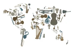 Fototapeta: Imitacja mapy z instrumentów muzycznych