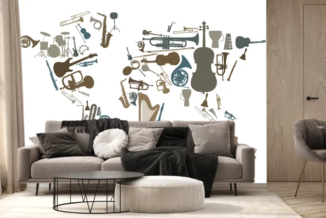 Fototapeta: Imitacja mapy z instrumentów muzycznych