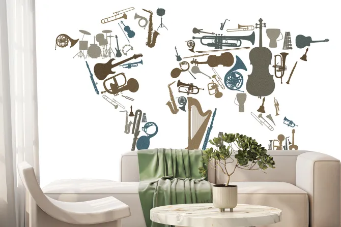 Fototapeta: Imitacja mapy z instrumentów muzycznych