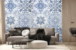 Fototapeta: Imitacja niebieskich płytek ornamentalnych