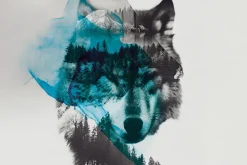 Fototapeta: Imitacja wilka w leśnej scenerii