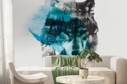 Fototapeta: Imitacja wilka w leśnej scenerii