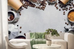 Fototapeta: Ingredients for making coffee flat lay