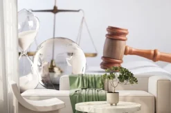 Fototapeta: International law concept. world globe and scales