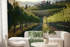 Fototapeta: Italian vineyard landscape with a house, generative ai