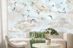 Fototapeta: Jaskółki nad drzewami