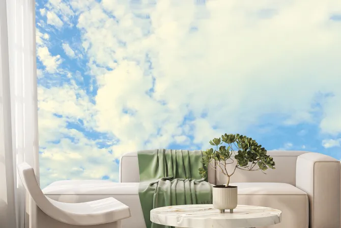 Fototapeta: Jasne obłoki na tle błękitnego nieba