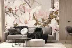 Fototapeta: Jasnoróżowe wiosenne kwiaty magnolia