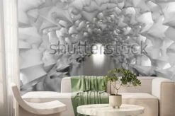 Fototapeta: Jasny tunel ze światłem z efektem 3d