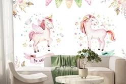 Fototapeta: Jednorożce pod girlandą z kwiatami
