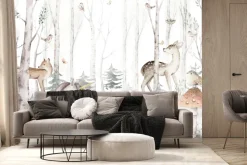 Fototapeta: Jednorożec i zwierzątka w akwarelowym lesie