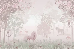 Fototapeta: Jednorożec w magicznym różowy lesie