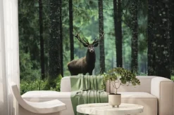 Fototapeta: Jeleń w zielonym krajobrazie lasu