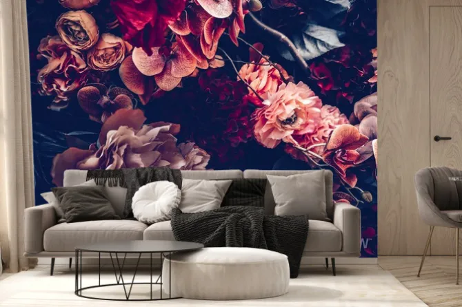 Fototapeta: Jesienne kwiaty w stylu retro