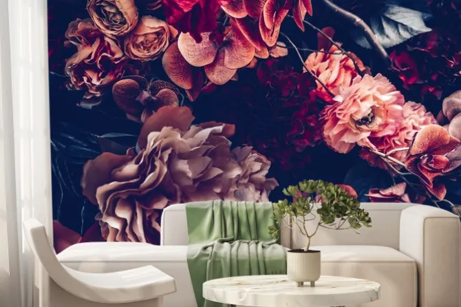 Fototapeta: Jesienne kwiaty w stylu retro