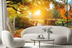 Fototapeta: Jesienny krajobraz wschód słońca w parku