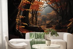 Fototapeta: Jesienny krajobraz lasu ze schodami