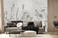 Fototapeta: Łąka z dzikimi kwiatami i zającami