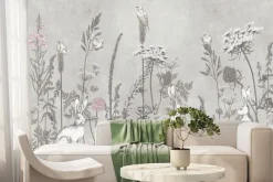 Fototapeta: Łąka z dzikimi kwiatami i zającami