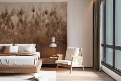 Fototapeta: Łąka z suszonymi trawami trzciny