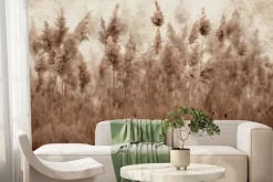 Fototapeta: Łąka z suszonymi trawami trzciny