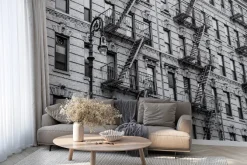 Fototapeta: Kamienica ze schodami w stylu vintage