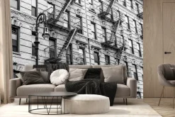 Fototapeta: Kamienica ze schodami w stylu vintage